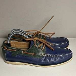 Polo Ralph Lauren Navy and Forest Green Telford leather bienne II Boat Shoes